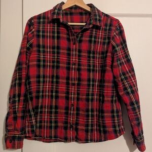 Vinyage Handmade Red and Black Plaid Button-Up Shirt